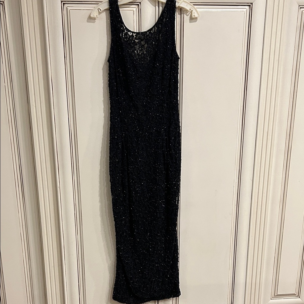 Mieka Black Kacy & Beaded Sparkle Midi Dress